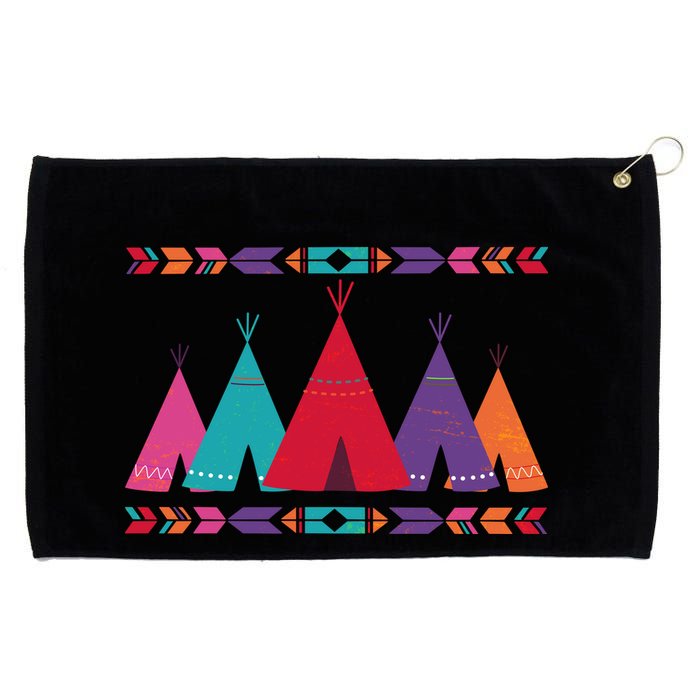 Native American Teepee Pattern Grommeted Golf Towel