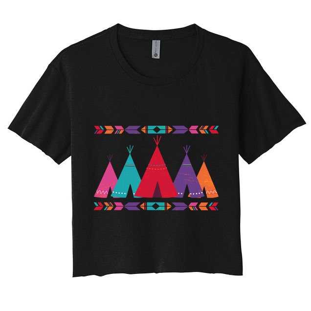 Native American Teepee Pattern Crop Top