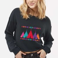 Native American Teepee Pattern Cropped Pullover Crew