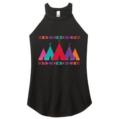Native American Teepee Pattern Women's Perfect Tri Rocker Tank