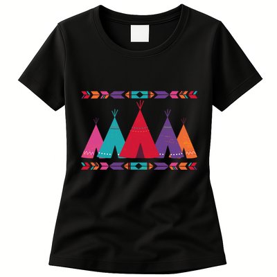 Native American Teepee Pattern Womens T-Shirt
