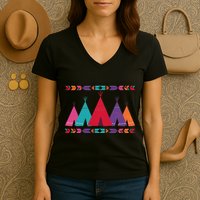 Native American Teepee Pattern Women's V-Neck T-Shirt