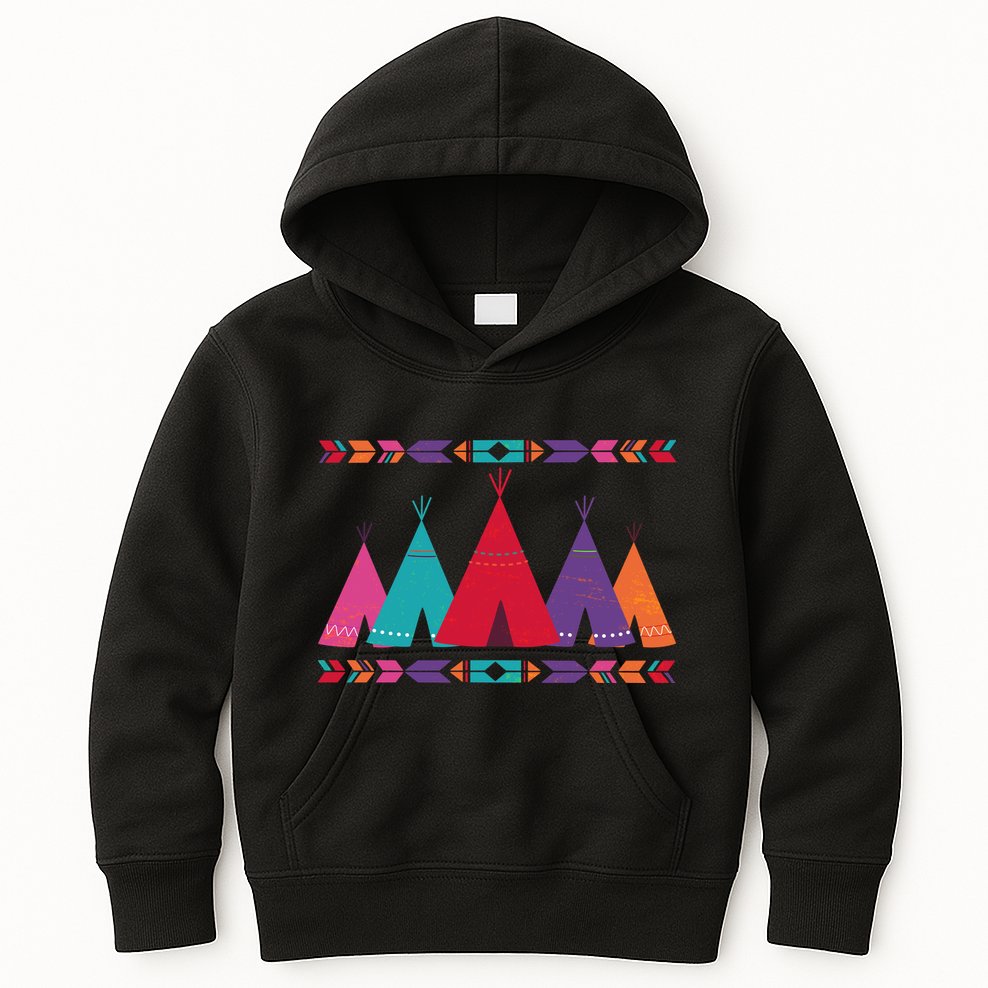 Native American Teepee Pattern Kids Hoodie