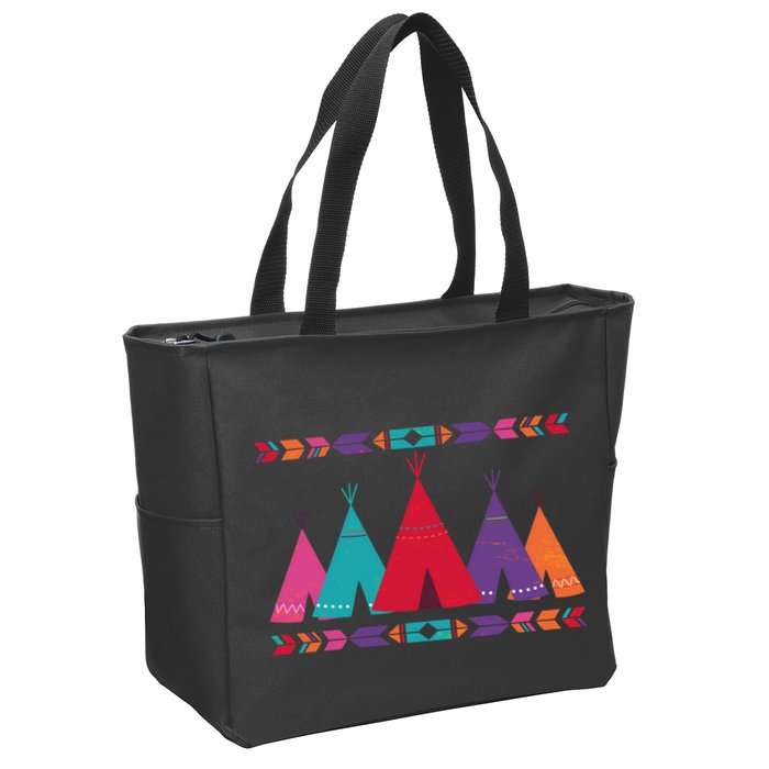 Native American Teepee Pattern Zip Tote Bag