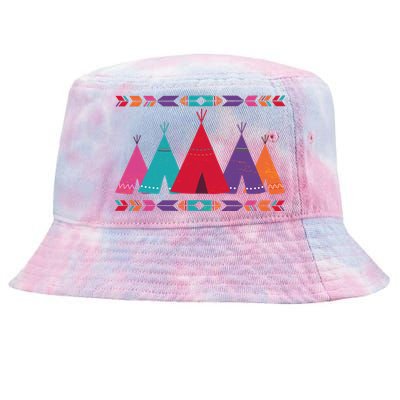 Native American Teepee Pattern Tie-Dyed Bucket Hat