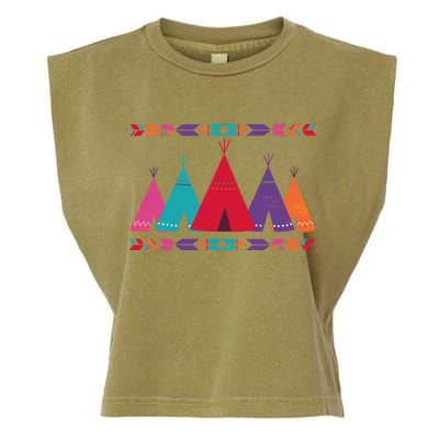 Native American Teepee Pattern Garment-Dyed Women's Muscle Tee