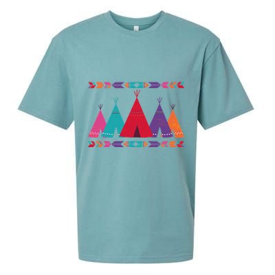 Native American Teepee Pattern Sueded Cloud Jersey T-Shirt