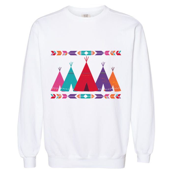 Native American Teepee Pattern Garment-Dyed Sweatshirt