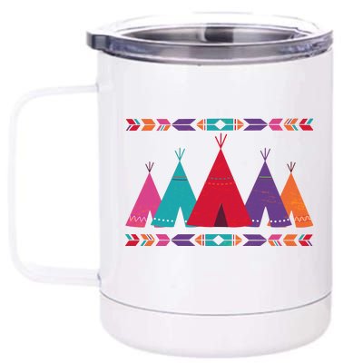 Native American Teepee Pattern 12 oz Stainless Steel Tumbler Cup