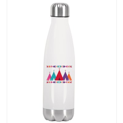 Native American Teepee Pattern Stainless Steel Insulated Water Bottle