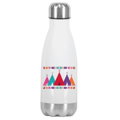 Native American Teepee Pattern Stainless Steel Insulated Water Bottle