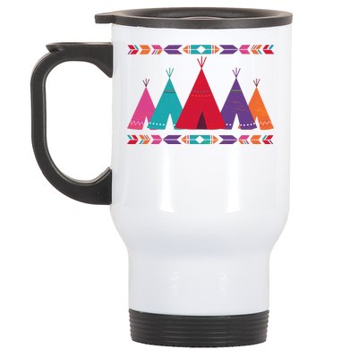 Native American Teepee Pattern Stainless Steel Travel Mug