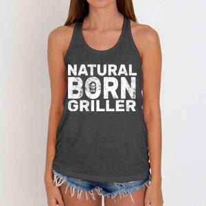 Natural Born Griller  Women's Knotted Racerback Tank