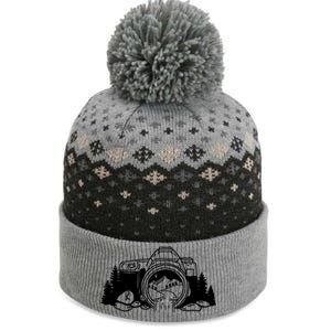 Nature Camera Waterfall The Baniff Cuffed Pom Beanie