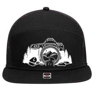 Nature Camera Waterfall 7 Panel Mesh Trucker Snapback Hat