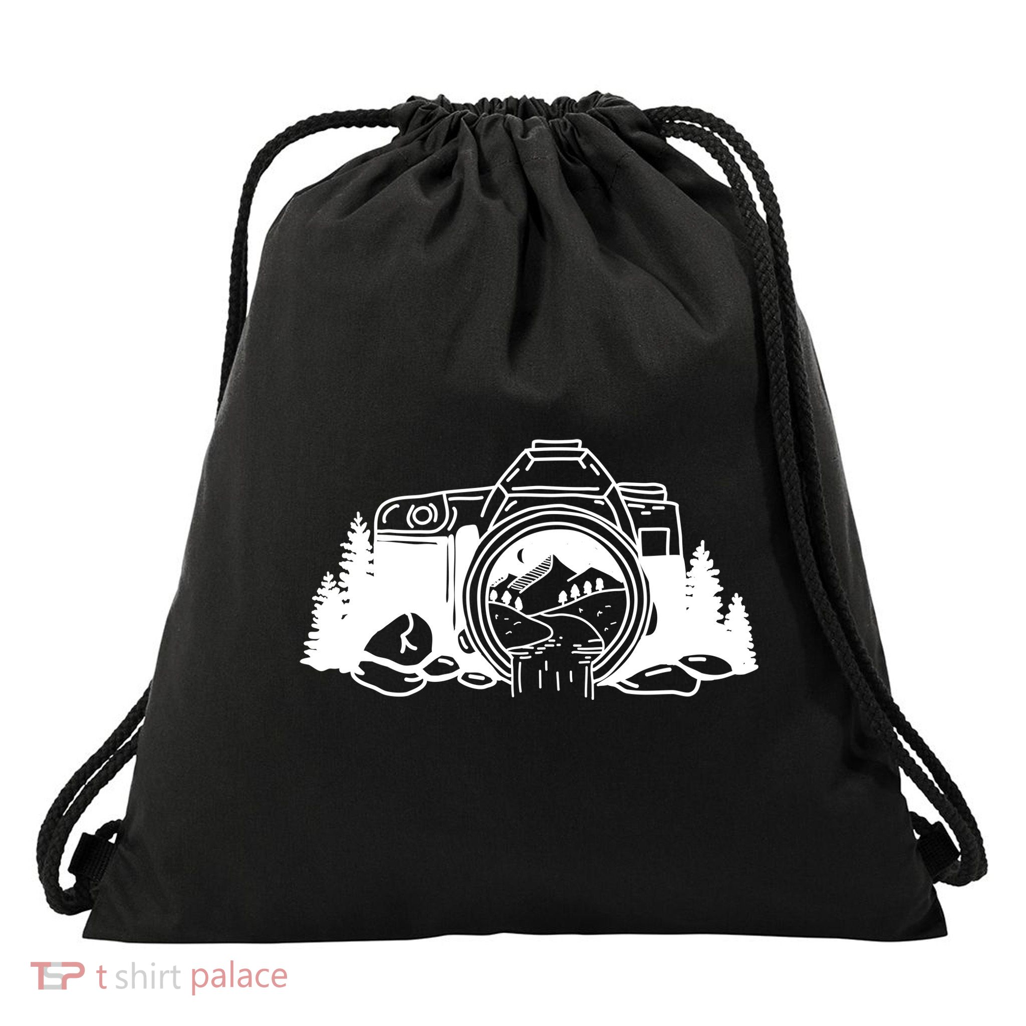 Nature Camera Waterfall Drawstring Bag