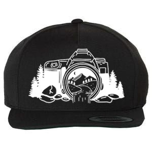 Nature Camera Waterfall Wool Snapback Cap