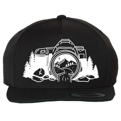 Nature Camera Waterfall Wool Snapback Cap