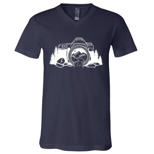 Nature Camera Waterfall V-Neck T-Shirt