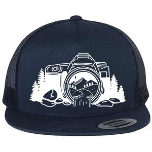 Nature Camera Waterfall Flat Bill Trucker Hat