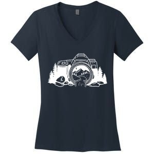 Nature Camera Waterfall Women's V-Neck T-Shirt