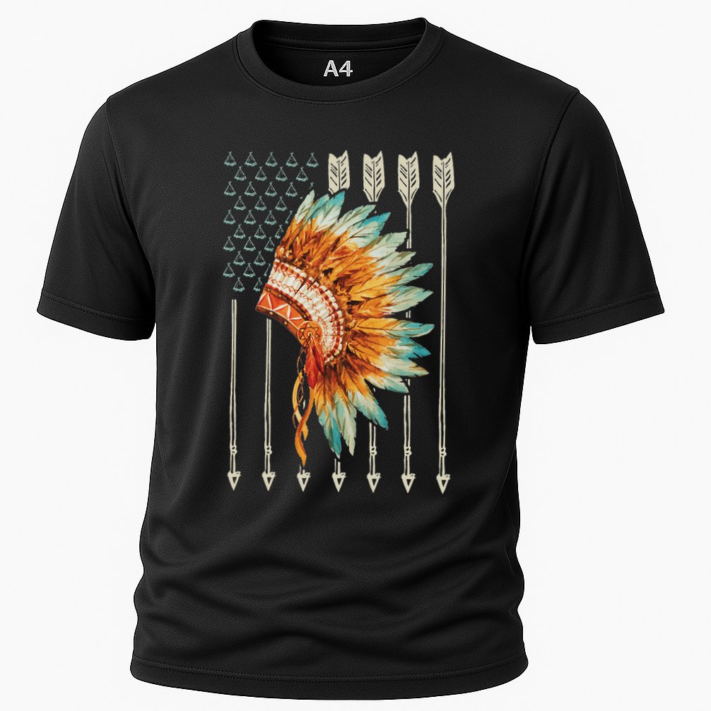 Native American Usa Flag Cooling Performance Crew T-Shirt