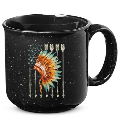 Native American Usa Flag 15oz Campfire Ceramic Mug