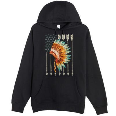 Native American Usa Flag Premium Pullover Hoodie