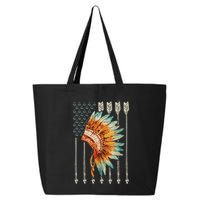Native American Usa Flag 25L Jumbo Tote