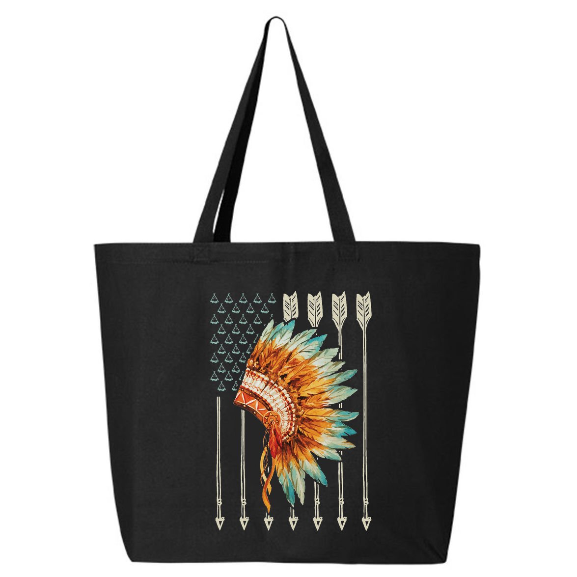 Native American Usa Flag 25L Jumbo Tote