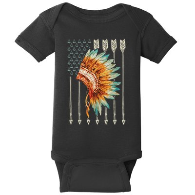 Native American Usa Flag Baby Bodysuit