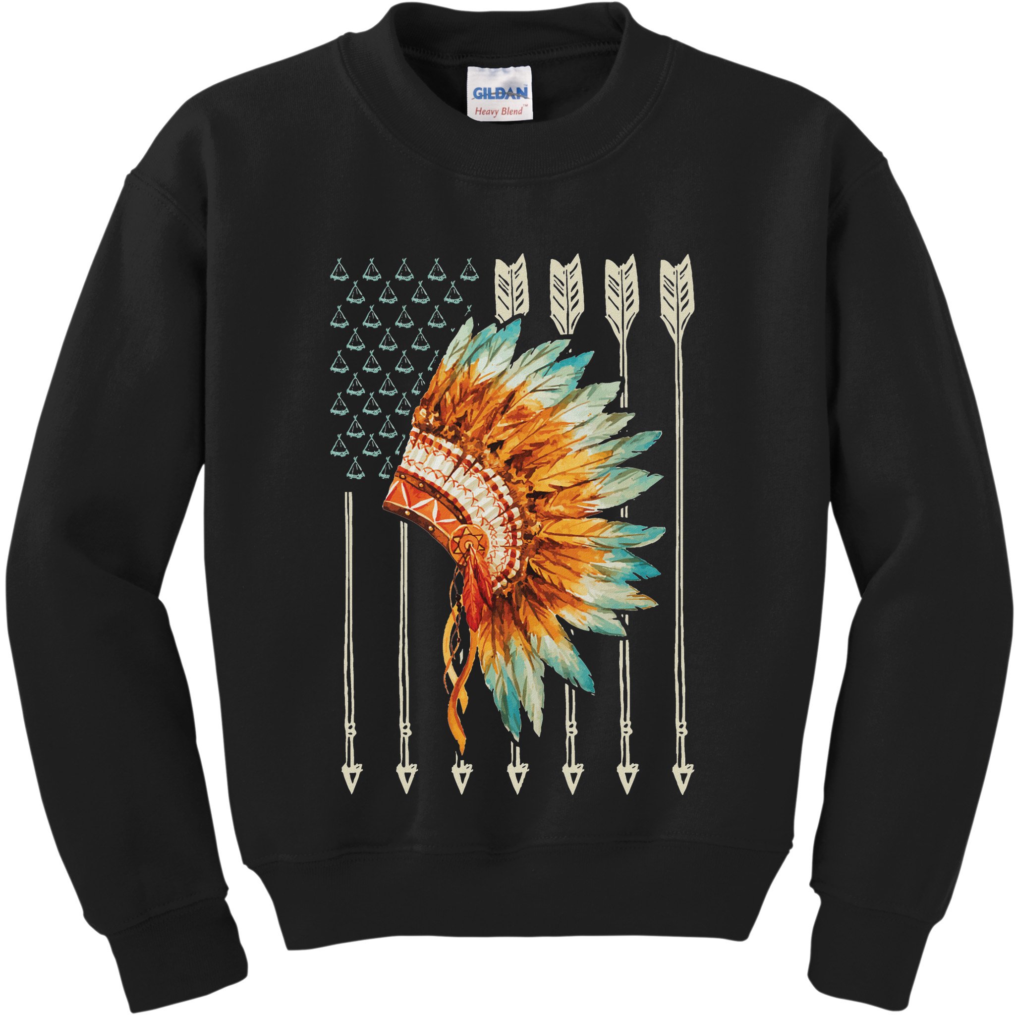 Native American Usa Flag Kids Sweatshirt