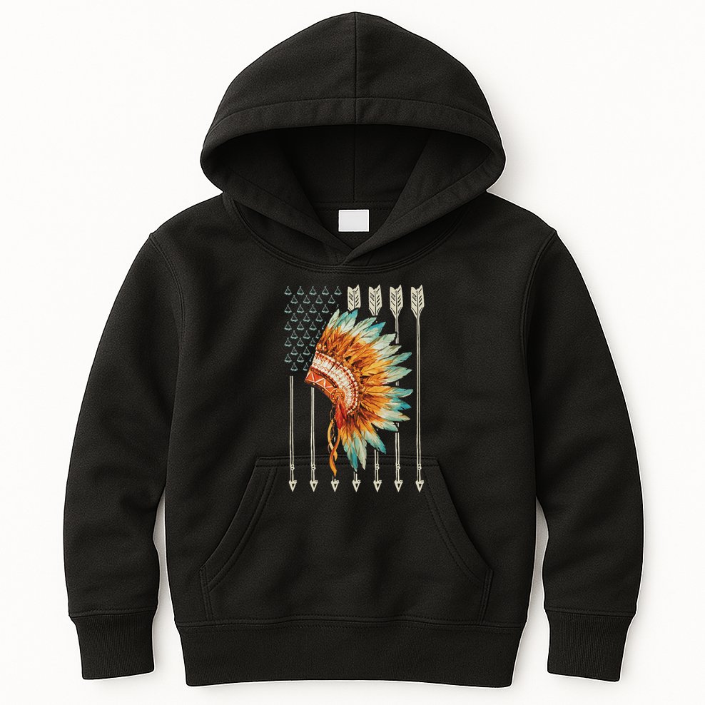 Native American Usa Flag Kids Hoodie