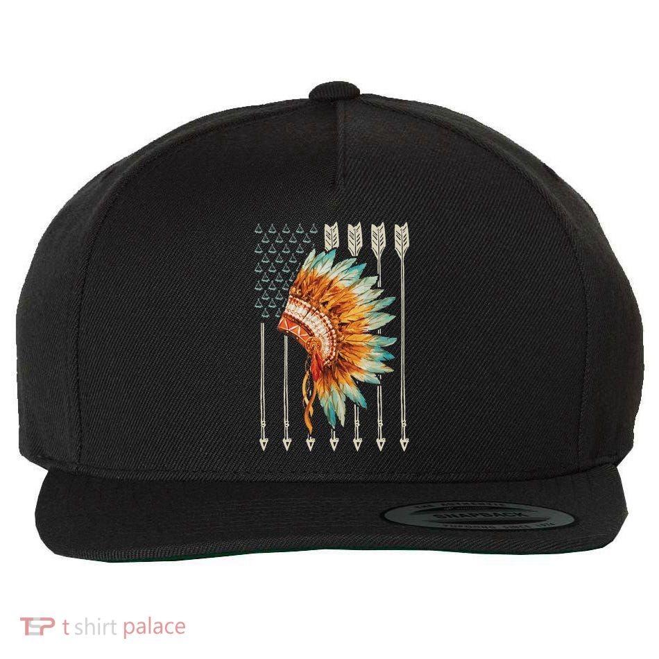 Native American Usa Flag Wool Snapback Cap