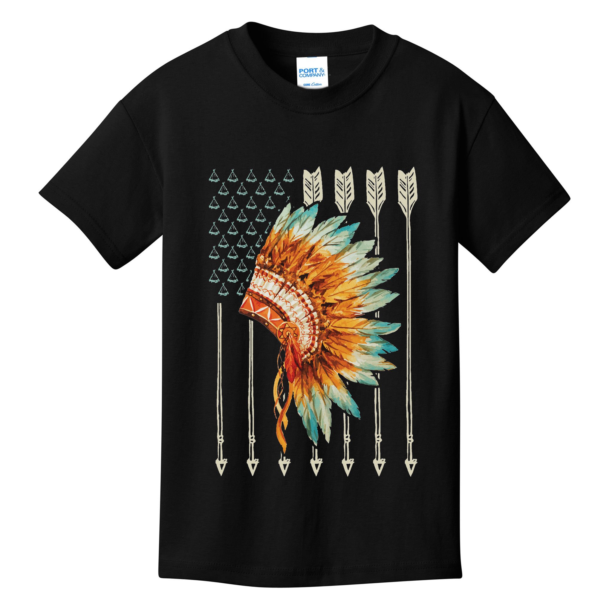 Native American Usa Flag Kids T-Shirt