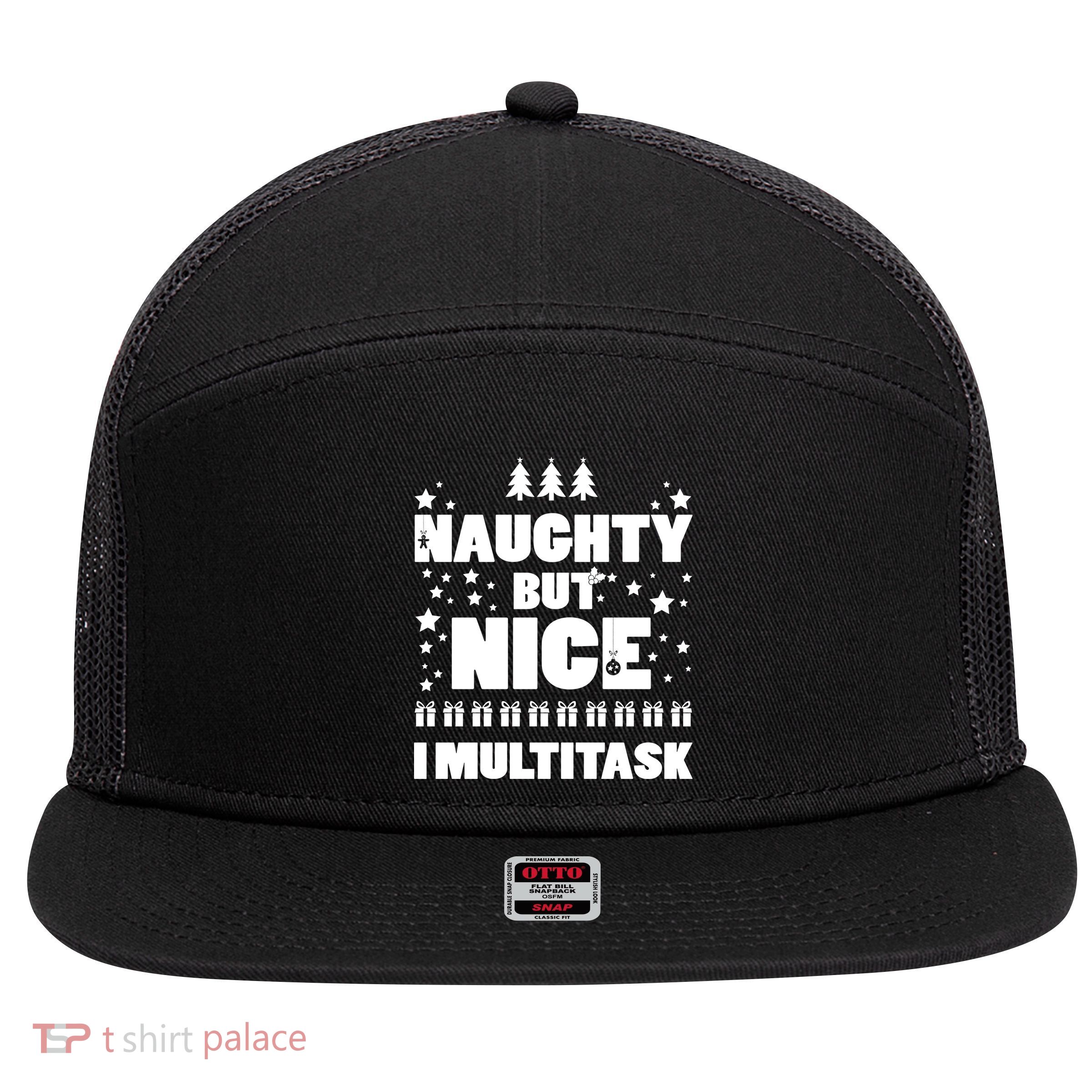 Naughty But Nice I Multitask 7 Panel Mesh Trucker Snapback Hat