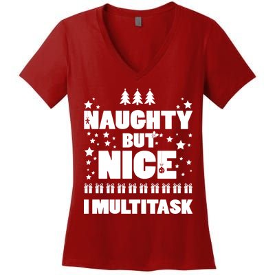 Naughty But Nice I Multitask Women's V-Neck T-Shirt