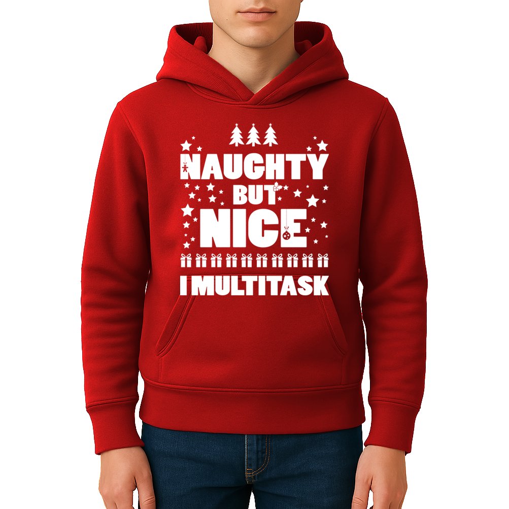 Naughty But Nice I Multitask Kids Hoodie