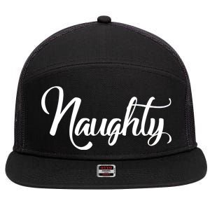 Naughty Christmas Couples Naughty and Nice 7 Panel Mesh Trucker Snapback Hat