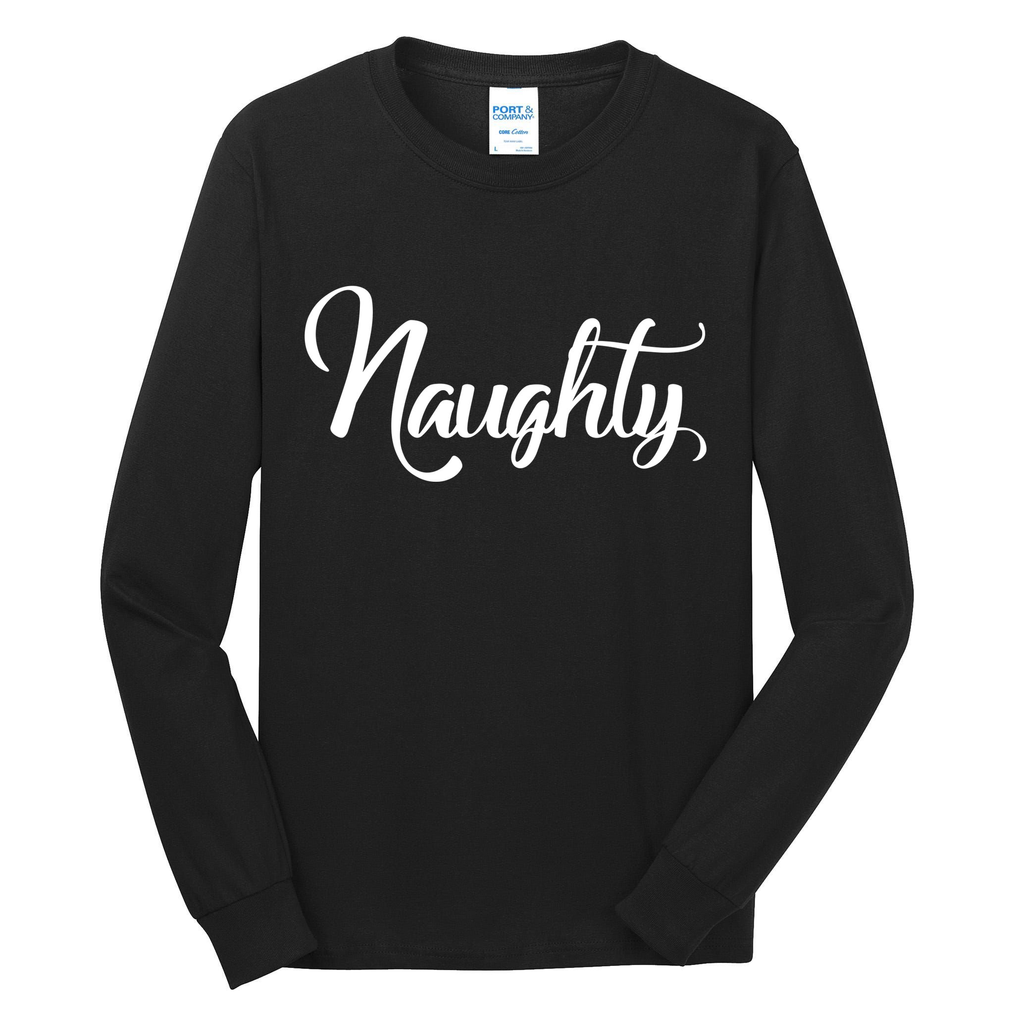 Naughty Christmas Couples Naughty and Nice Tall Long Sleeve T-Shirt