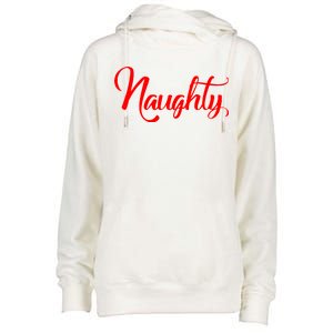 Naughty Christmas Couples Naughty and Nice Womens Funnel Neck Pullover Hood