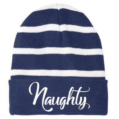 Naughty Christmas Couples Naughty and Nice Striped Beanie with Solid Band