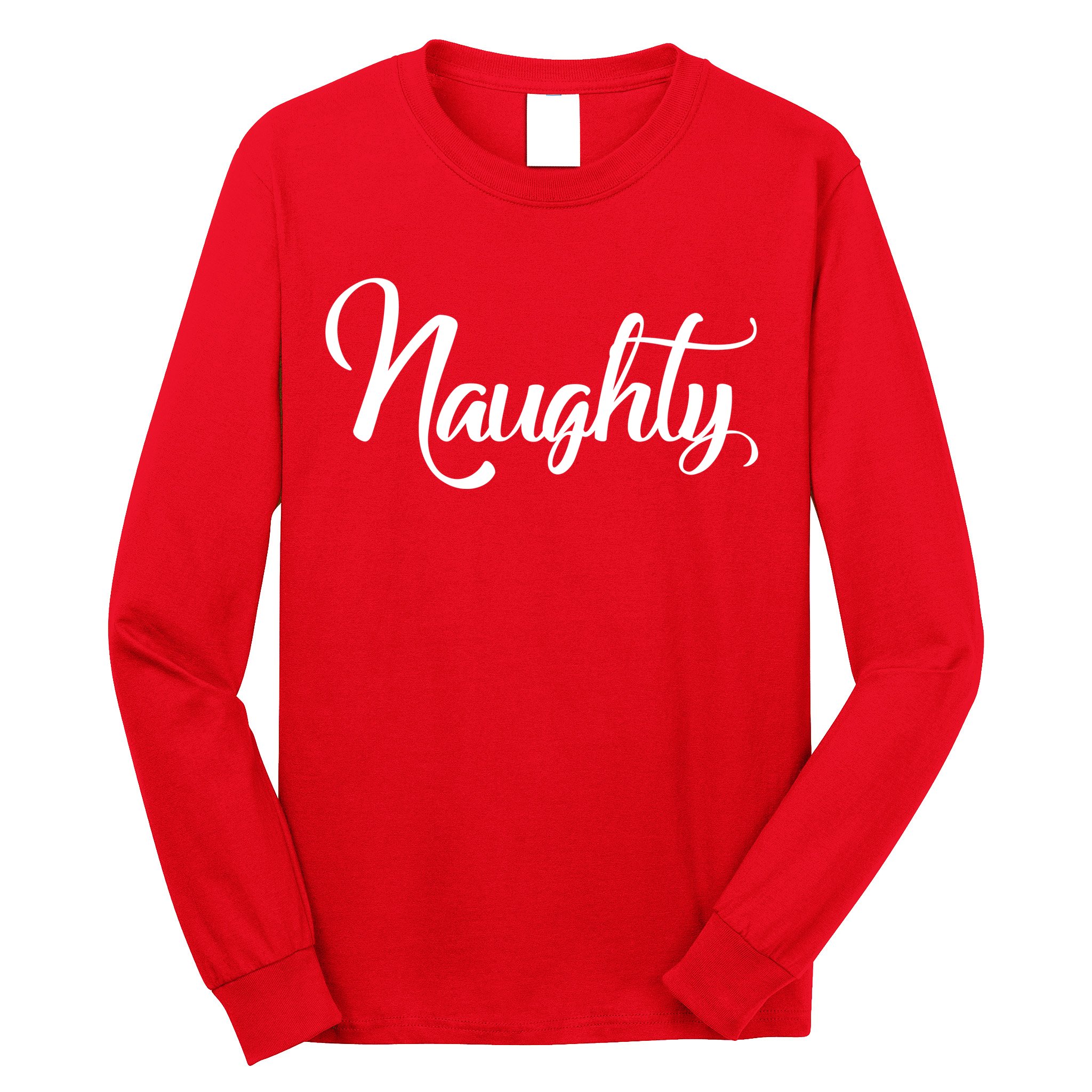 Naughty Christmas Couples Naughty and Nice Long Sleeve Shirt