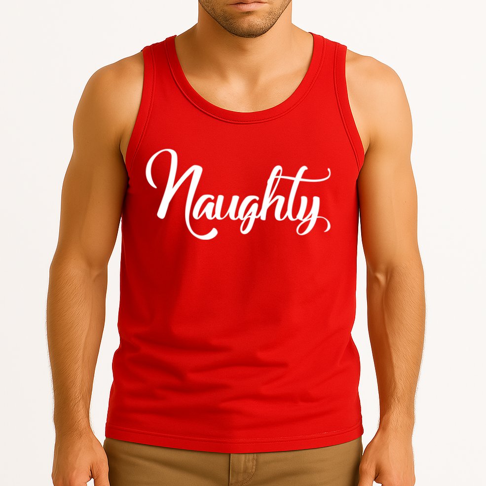 Naughty Christmas Couples Naughty and Nice Tank Top