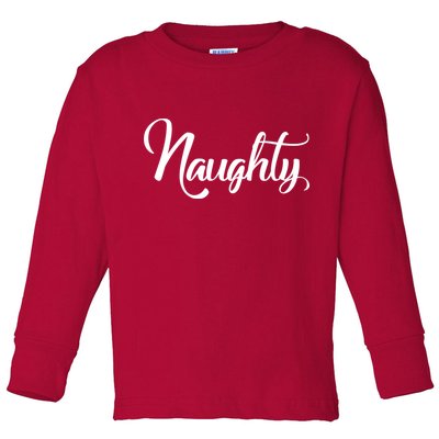 Naughty Christmas Couples Naughty and Nice Toddler Long Sleeve Shirt