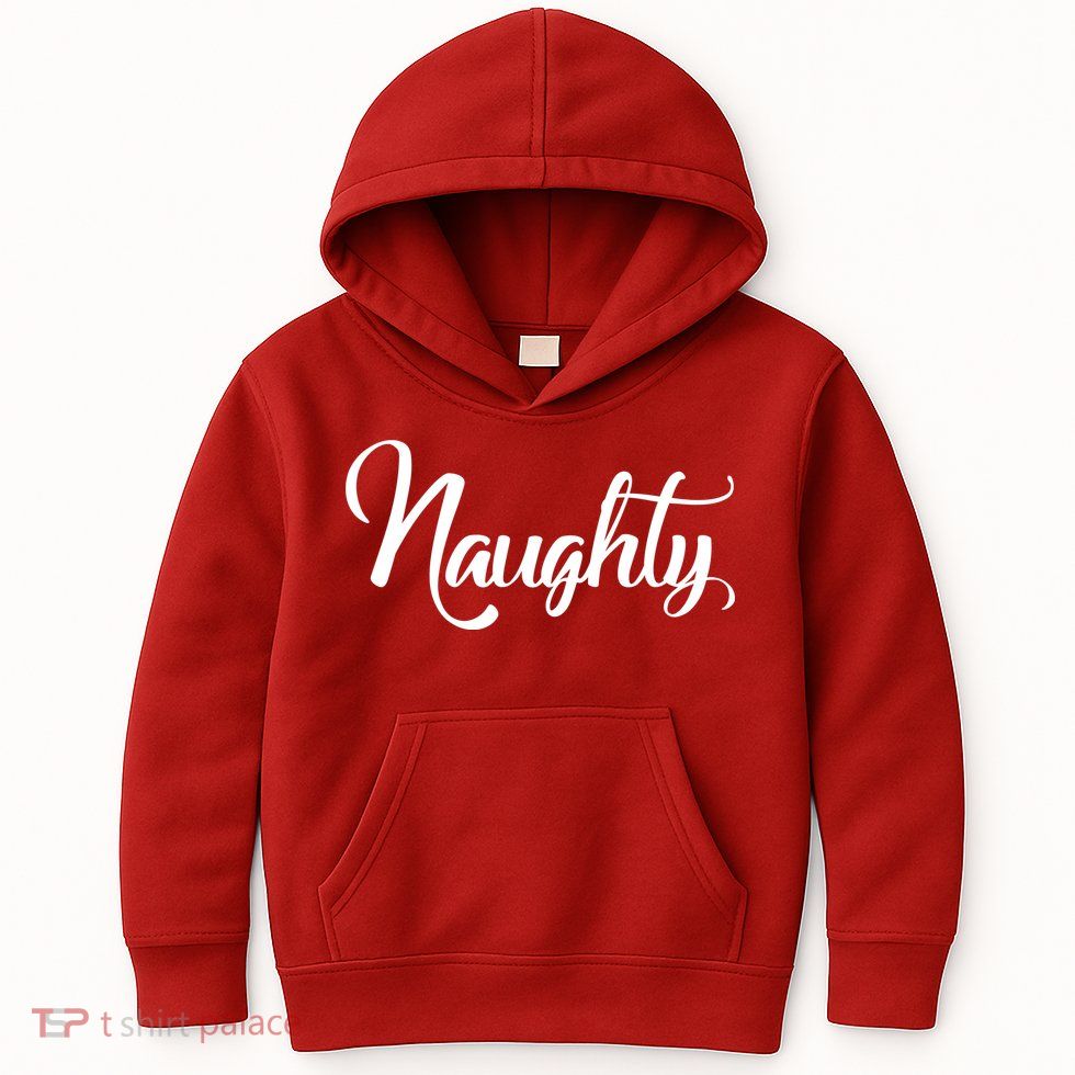 Naughty Christmas Couples Naughty and Nice Kids Hoodie