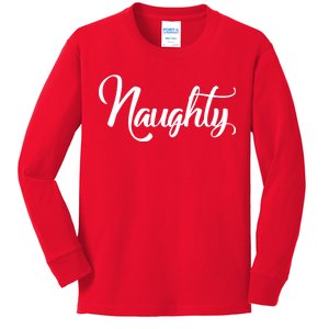 Naughty Christmas Couples Naughty and Nice Kids Long Sleeve Shirt