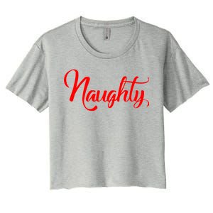 Naughty Christmas Couples Naughty and Nice Women's Crop Top Tee