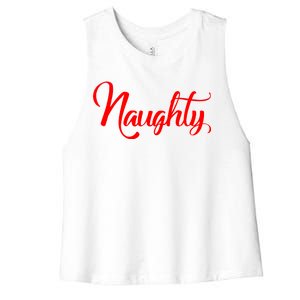 Naughty Christmas Couples Naughty and Nice Women's Racerback Cropped Tank