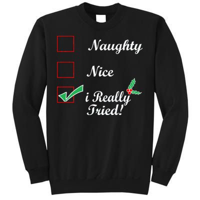 Naughty Nice I Really Tried Checklist Sweatshirt